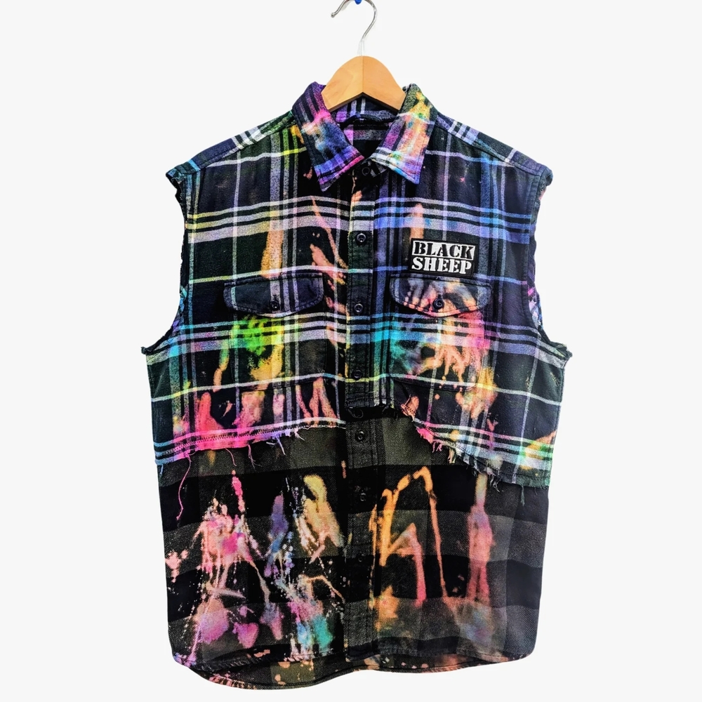 Black Sheep Cutoff Flannel (Chest 36-38″)